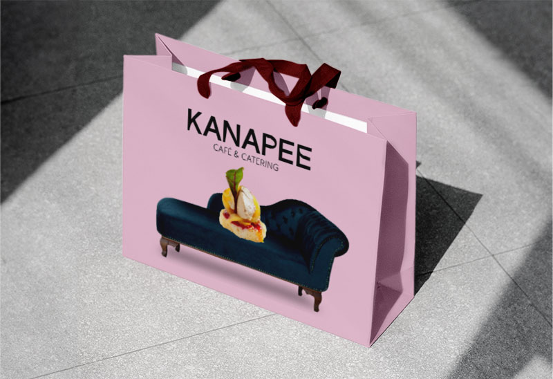 Einkaufstüte aus Papier für Kanapee Cafe & Catering