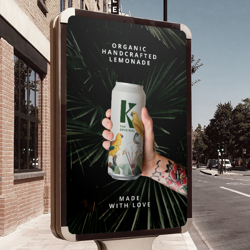 Plakat mit Werbung zur Neueinführung der Limonade K